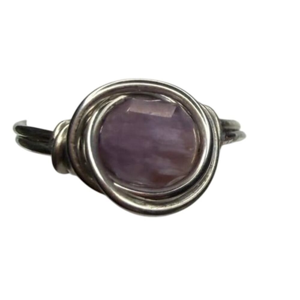 Amethyst wire wrapped ring handmade